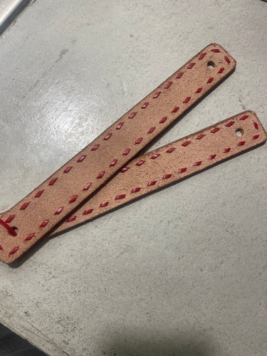 Red Buckstitch roughout no hardware spur straps